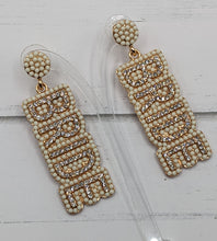 Load image into Gallery viewer, Ivory Seed Bead &amp; Crystal &#39;Bride&#39; Earrings
