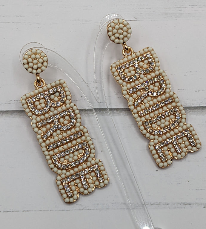 Ivory Seed Bead & Crystal 'Bride' Earrings