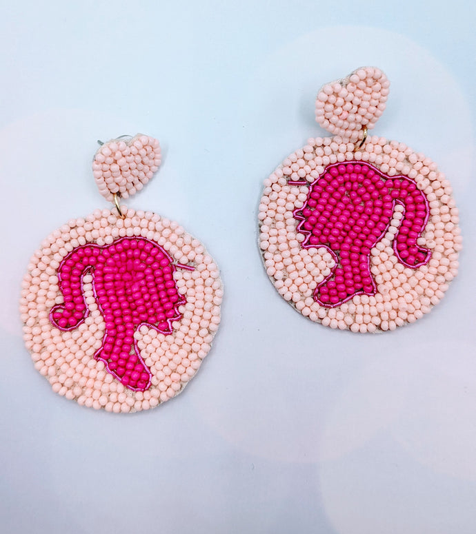 Pink Cameo Seed Bead Earrings