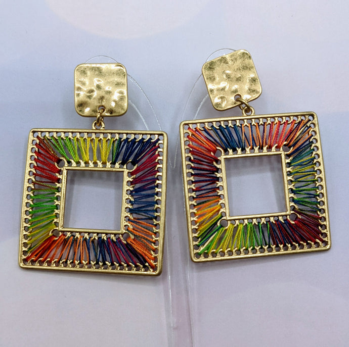 Multi Color Thread Earrings