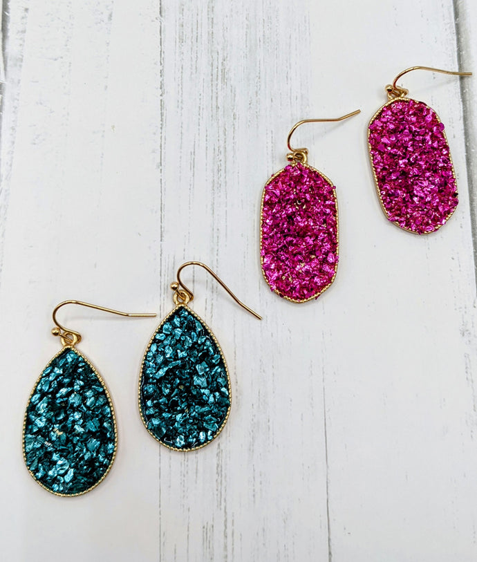 Fuchsia Druzy Earrings