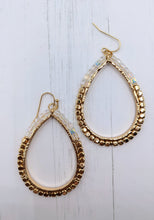 Load image into Gallery viewer, Iridescent Crystal &amp; Gold Bead Earrings
