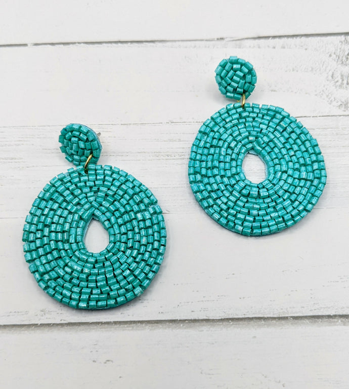 Turquoise Seed Bead Earrings