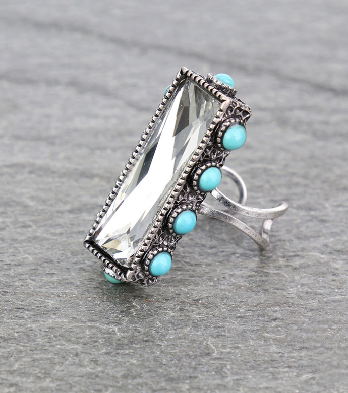 Crystal Stone Cuff Ring