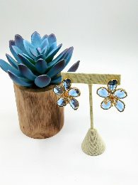 Blue Crystal & Zirconia Flower Earrings