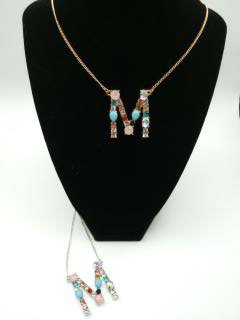 Colored Stone Initial Necklace