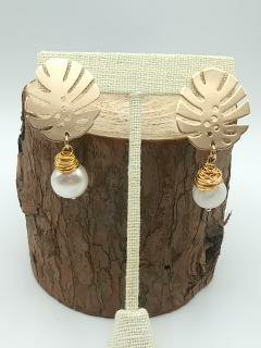 Banana Leaf Freshwater Pearl Earrings